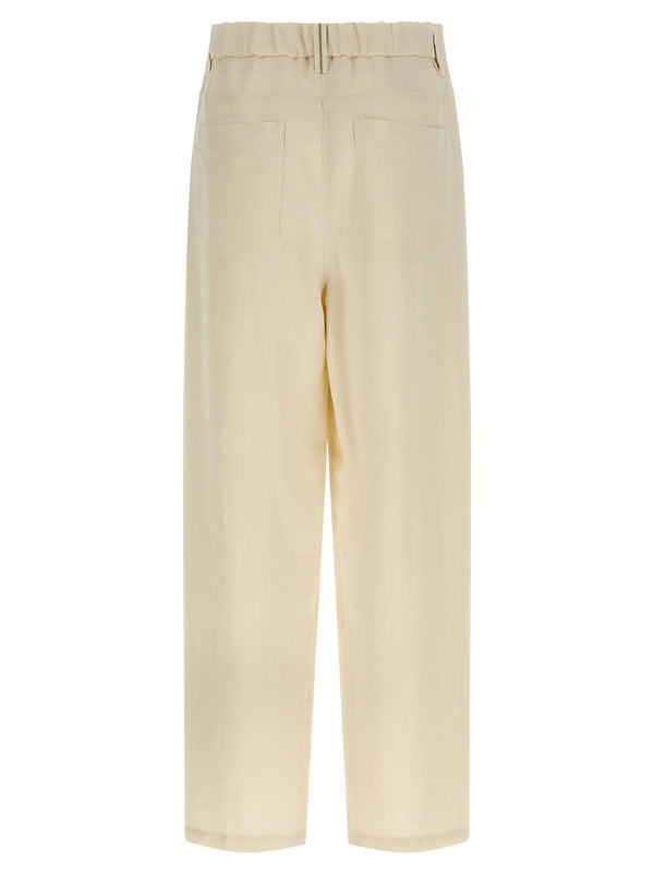 Brunello Cucinelli White Viscose Casual Pants