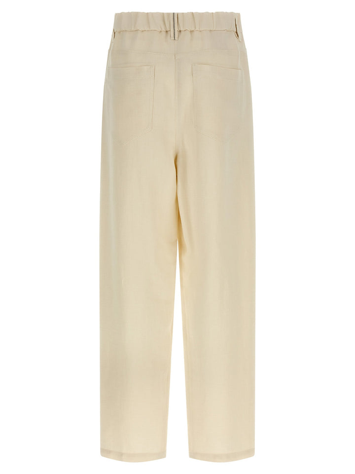 Brunello Cucinelli White Viscose Casual Pants