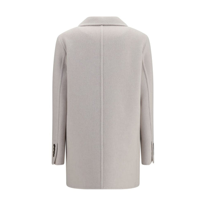 Brunello Cucinelli Overcoats - White Wool Oves Aries Full-Length Jacket