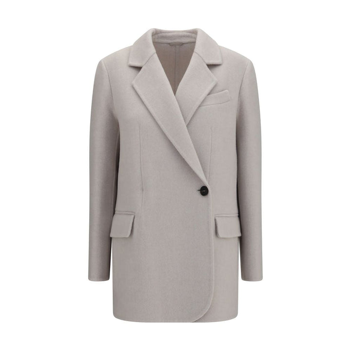 Brunello Cucinelli Overcoats - White Wool Oves Aries Full-Length Jacket