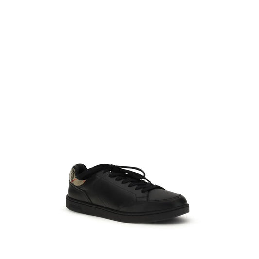 Burberry Black Calf Leather Bos Taurus Low Top Sneakers