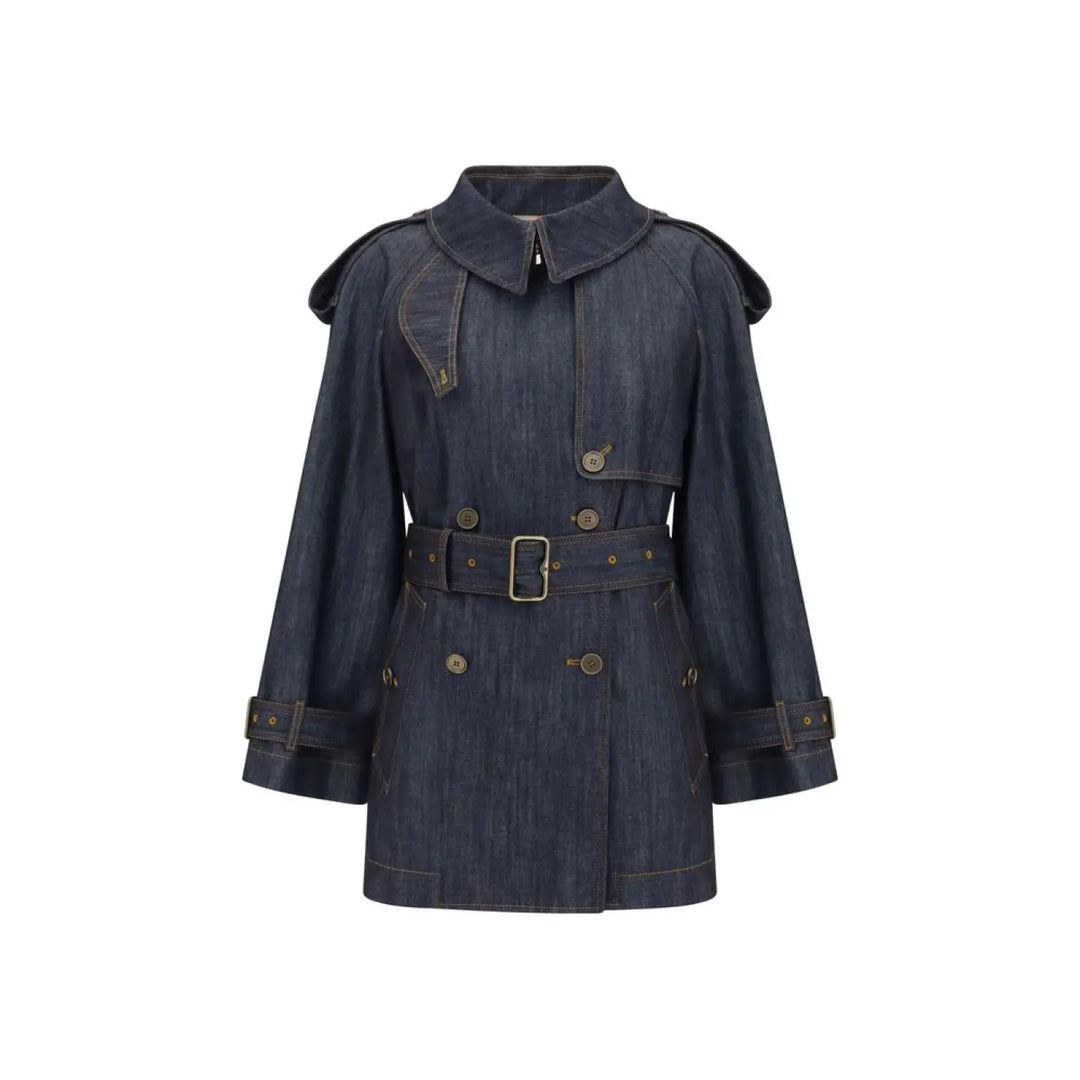 Burberry Blue Cotton Trench Coat