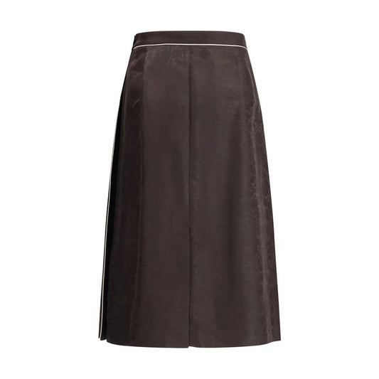 Burberry Brown Silk Midi Skirt