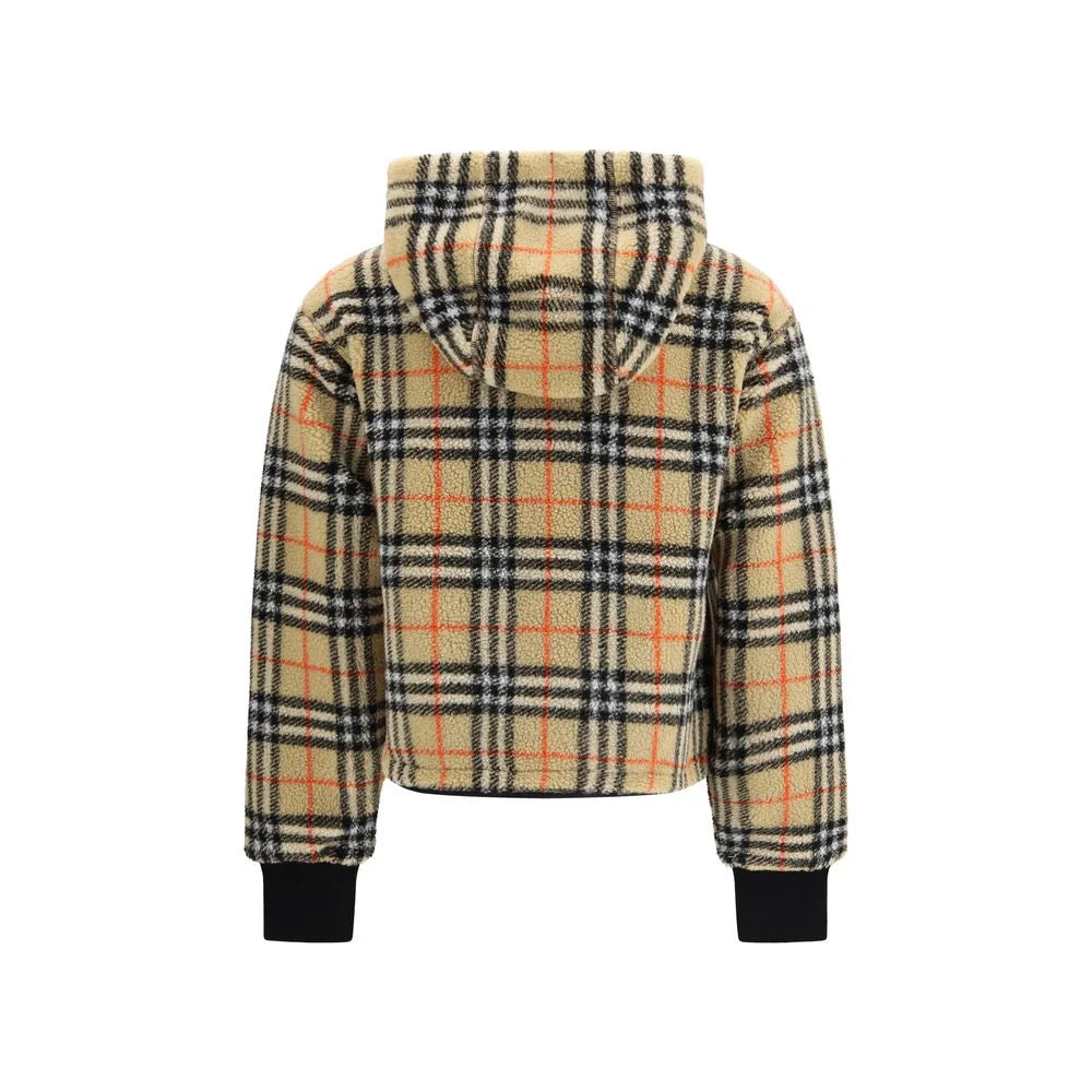Burberry Check Cropped Hooded Fleece Jacket Luxury Designer Clothing