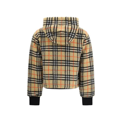 Burberry Check Cropped Hooded Fleece Jacket Luxury Designer Clothing