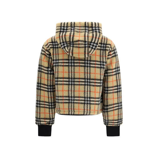 Burberry Check Cropped Hooded Fleece Jacket Luxury Designer Clothing