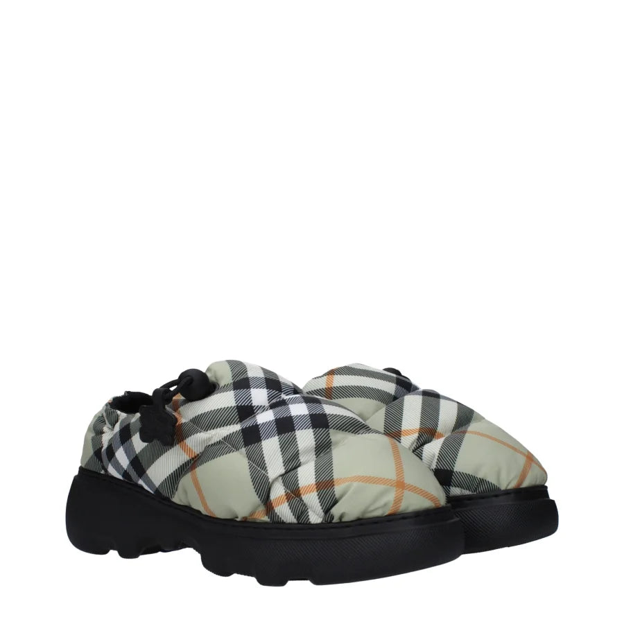 Burberry Green Fabric Slip-On Loafers