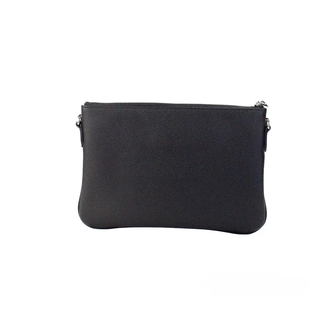 Burberry Peyton Monogram Black Leather Pouch Crossbody Bag Purse