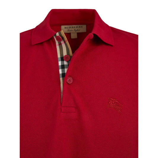 Burberry Red Cotton Collared Polo Shirt