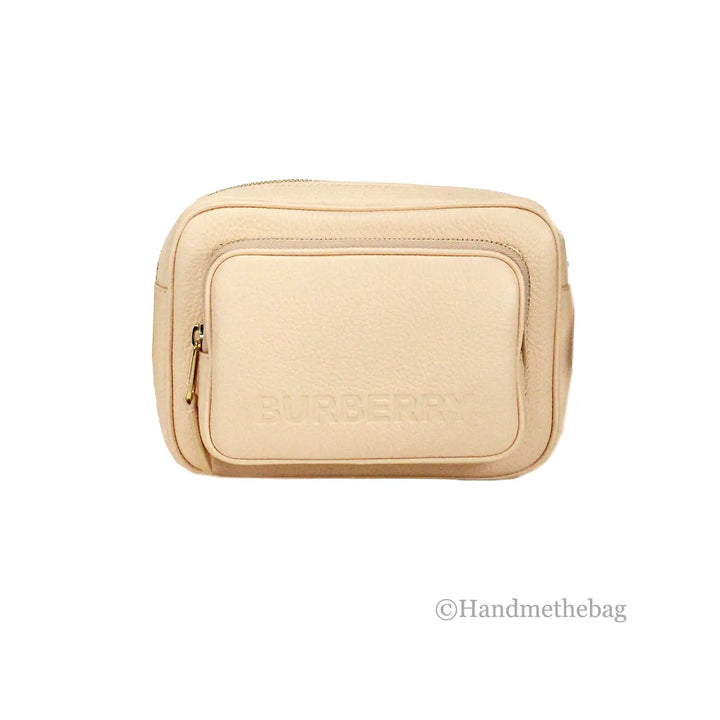 Burberry Small Branded Peach Pink Grainy Leather Camera Crossbody Bag