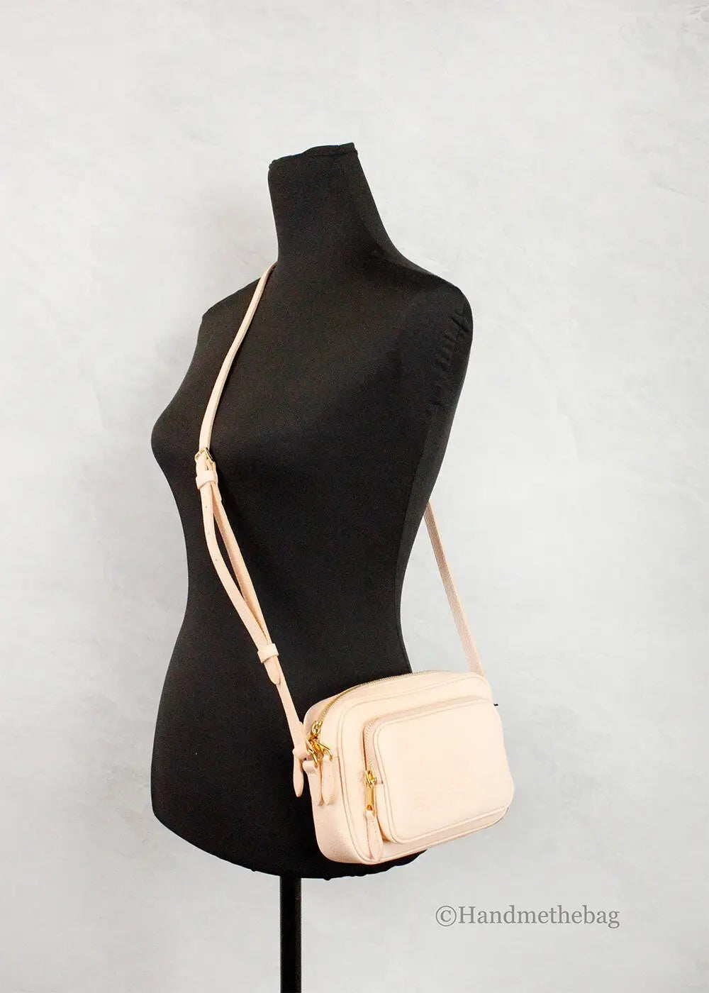Burberry - Small Branded Peach Pink Grainy Leather Camera Crossbody Bag