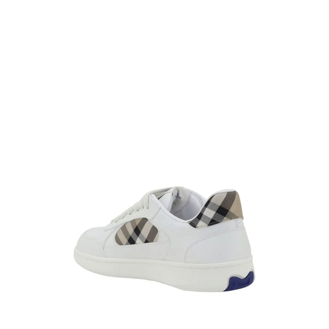 Burberry White Calf Leather Bos Taurus Low Top Sneakers