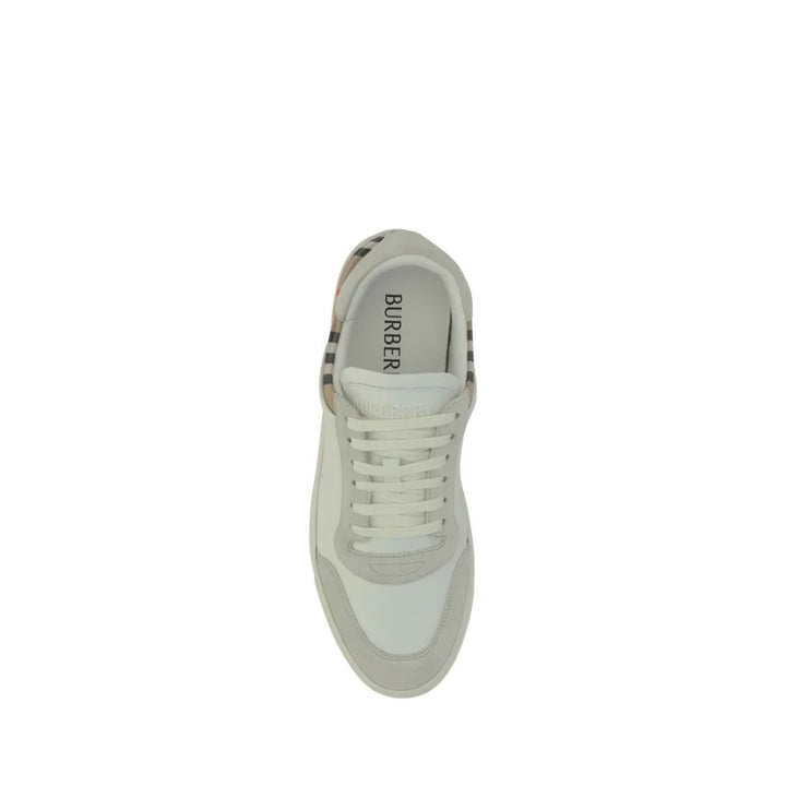 Burberry White Calf Leather Bos Taurus Low Top Sneakers