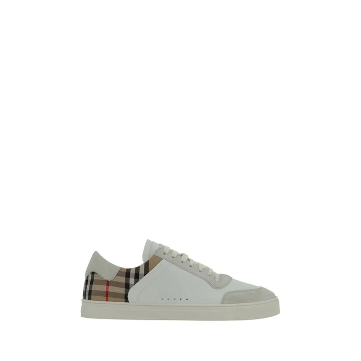 Burberry White Calf Leather Bos Taurus Low Top Sneakers