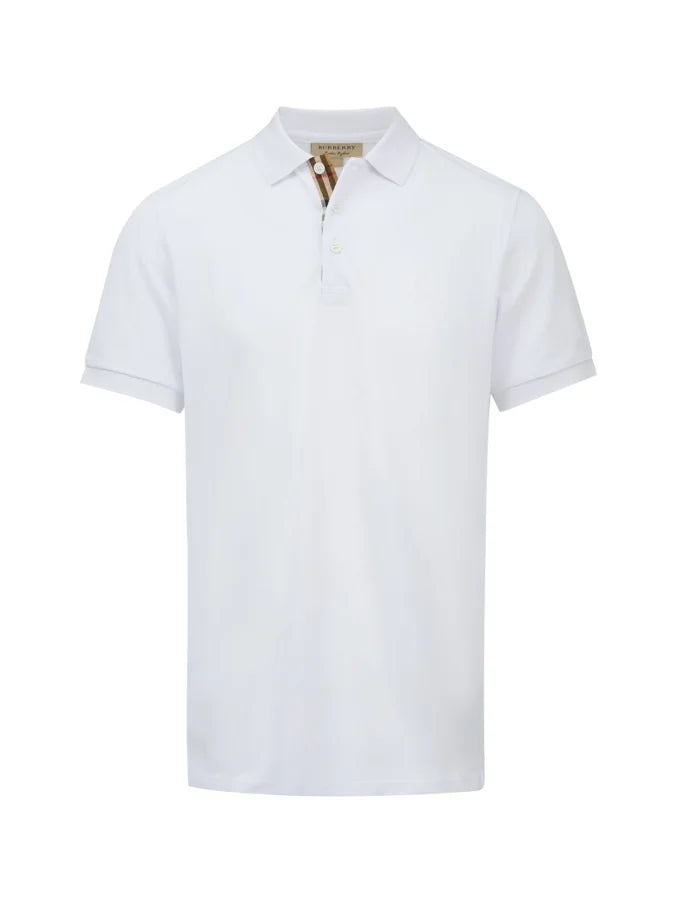 Burberry White Cotton Collared Polo Shirt