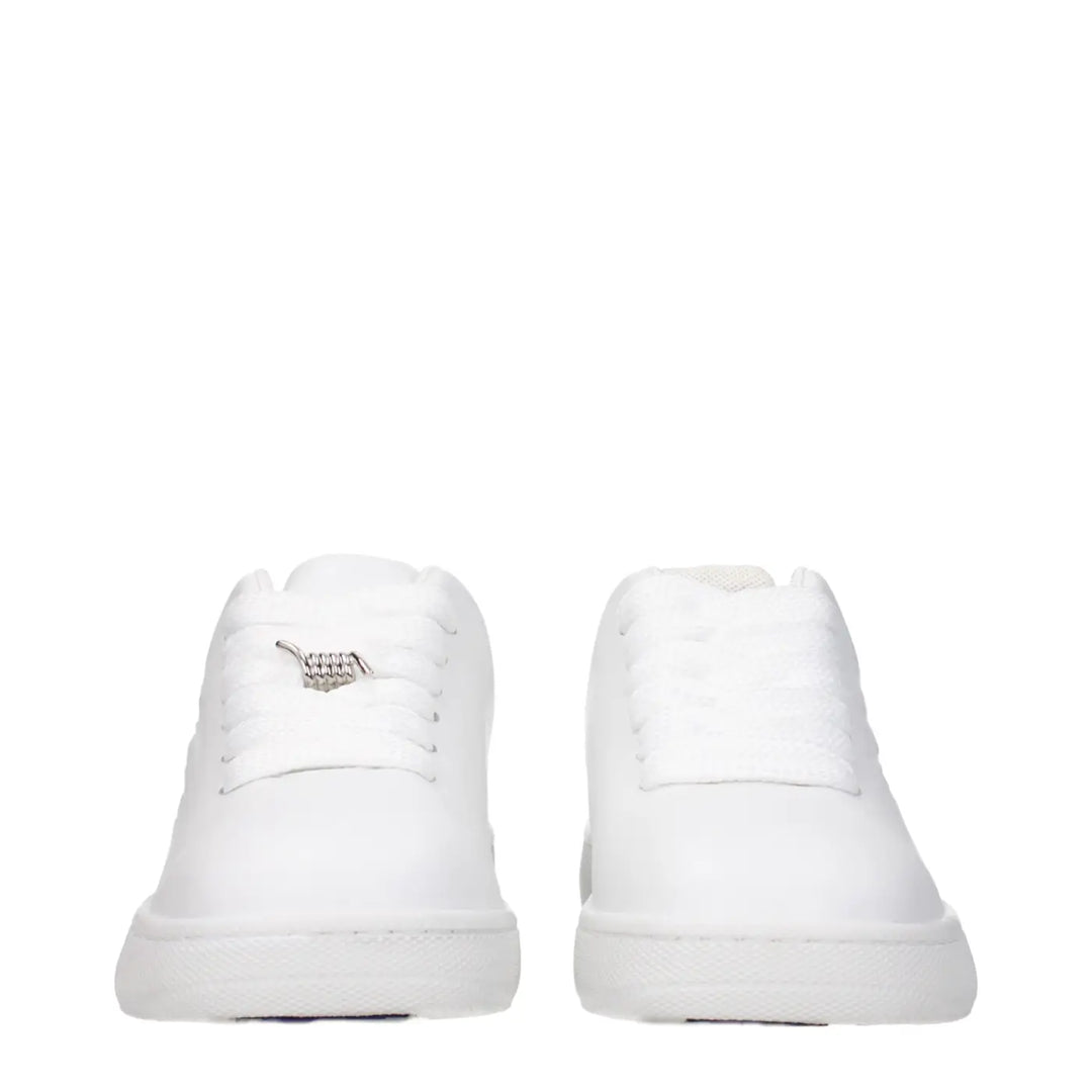 Burberry White Leather Low Top Sneakers