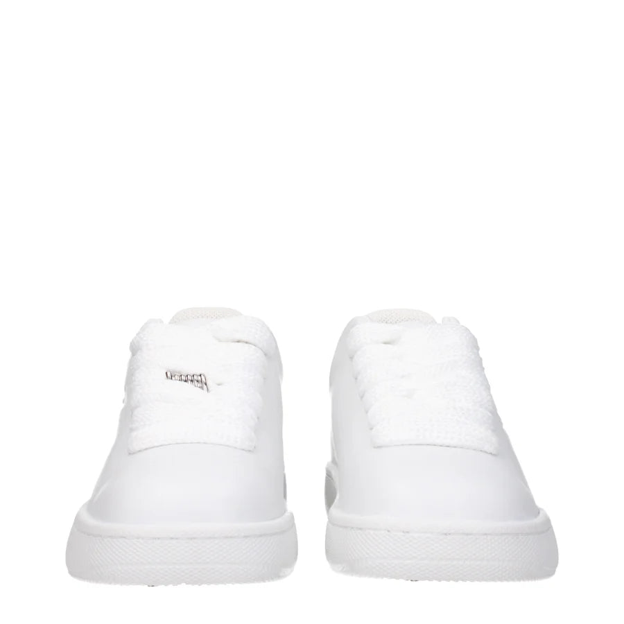 Burberry White Leather Low Top Sneakers