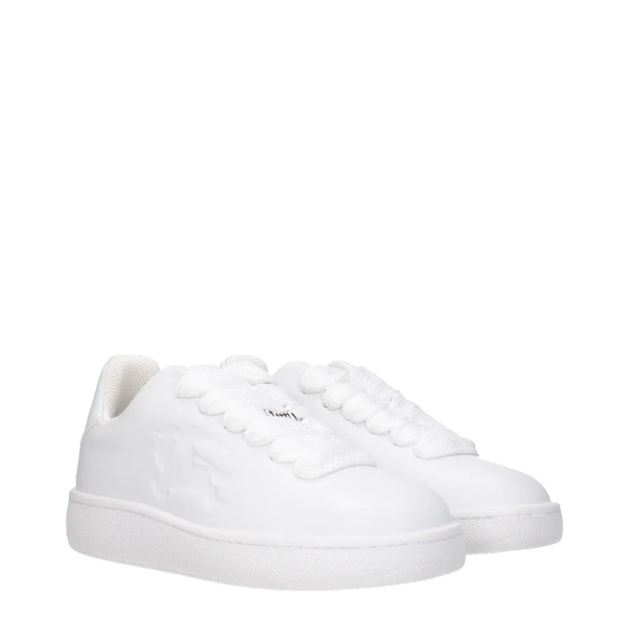 Burberry White Leather Low Top Sneakers