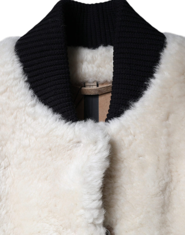 Burberry Vests - White WARRENFORD Shearling Leather Vest Coat Jacket