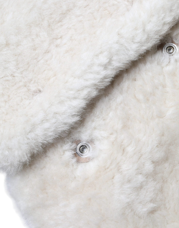 Burberry Vests - White WARRENFORD Shearling Leather Vest Coat Jacket