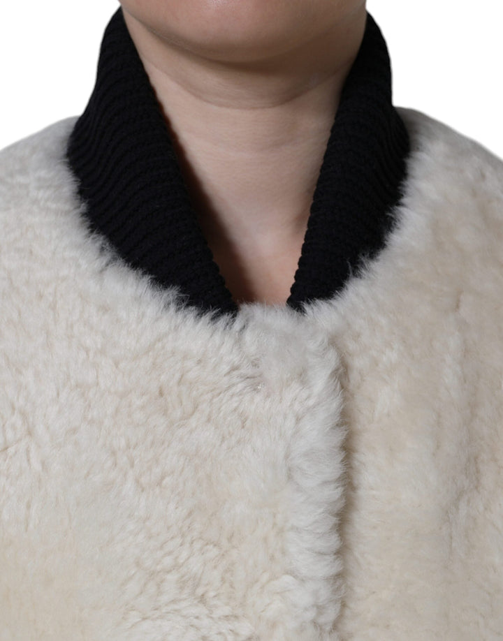 Burberry Vests - White WARRENFORD Shearling Leather Vest Coat Jacket