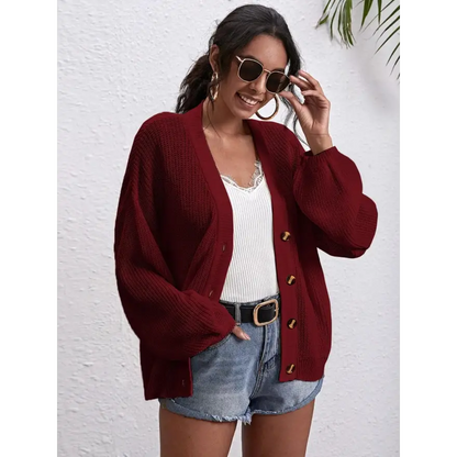 Cozy Up in Our Soft Button Down Dropped Shoulder Cardigan Clothing Tops Trendsi