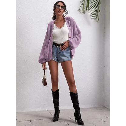 Cozy Up in Our Soft Button Down Dropped Shoulder Cardigan Clothing Tops Trendsi