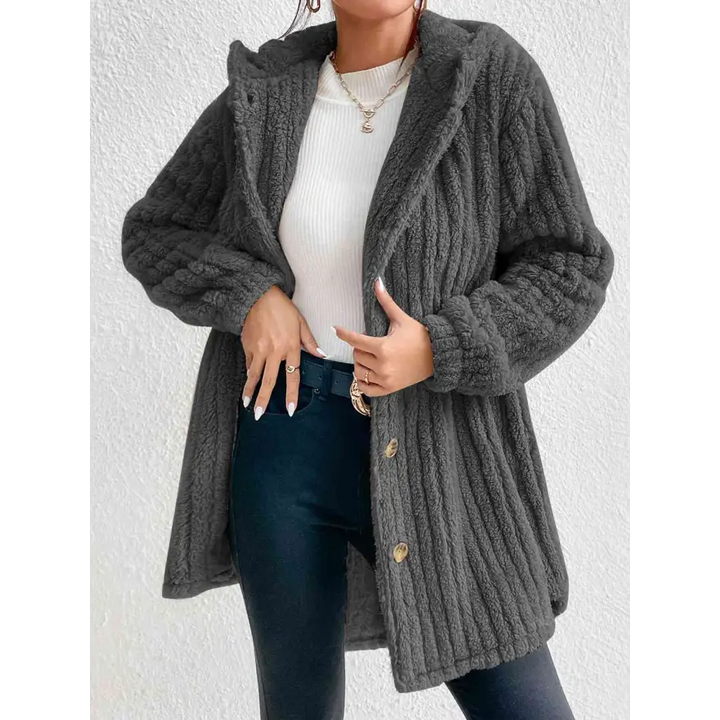 Warm and Chic Button Down Hooded Coat Tumble Dry Low Clothing Coats Trendsi
