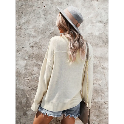 Chic Buttoned Exposed Seam Knit Top for Effortless Style and Comfort Clothing Tops Trendsi