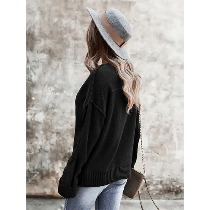 Chic Buttoned Exposed Seam Knit Top for Effortless Style and Comfort Clothing Tops Trendsi