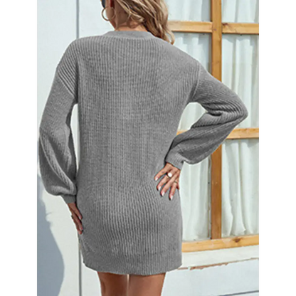 Elevate Your Wardrobe with the Buttoned V-Neck Sweater Dress Clothing Tops Trendsi