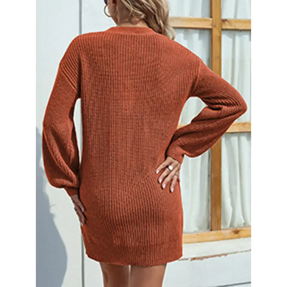 Elevate Your Wardrobe with the Buttoned V-Neck Sweater Dress Clothing Tops Trendsi