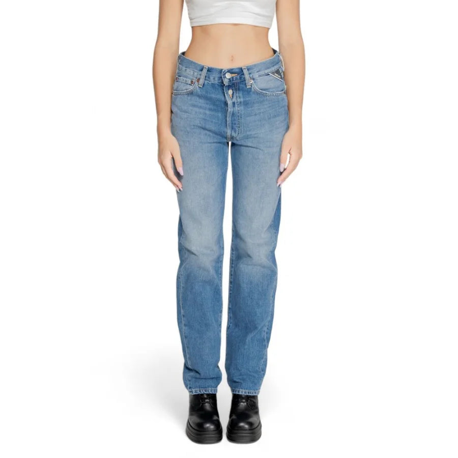 Replay Blue Cotton Mom Jeans