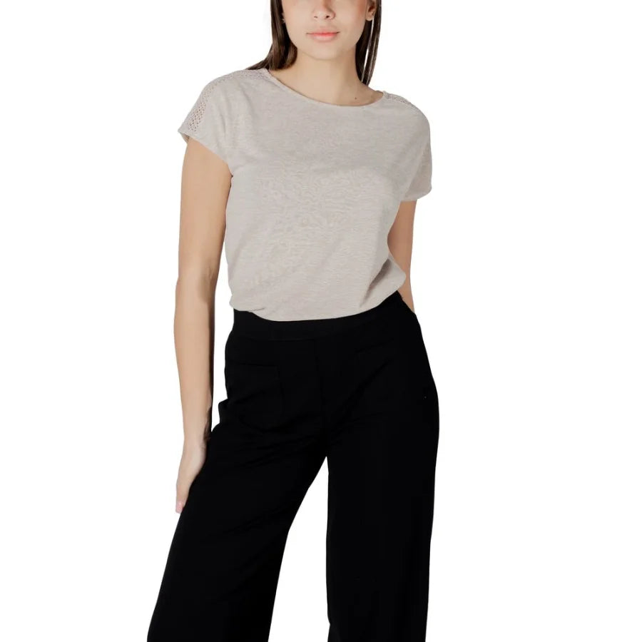 Street One Beige Polyester T-Shirt