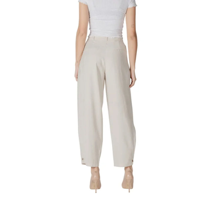 Vila Clothes Beige Viscose Casual Pants