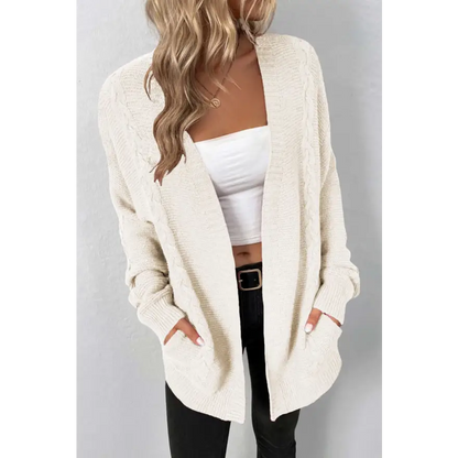 Stay Cozy in Style with a Cable-Knit Open Front Cardigan Clothing Tops Trendsi