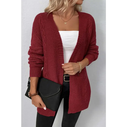 Stay Cozy in Style with a Cable-Knit Open Front Cardigan Clothing Tops Trendsi