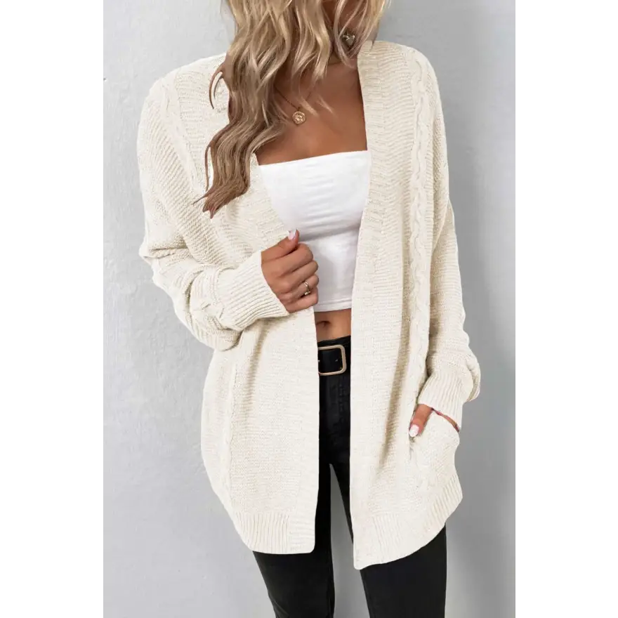 Stay Cozy in Style with a Cable-Knit Open Front Cardigan Clothing Tops Trendsi