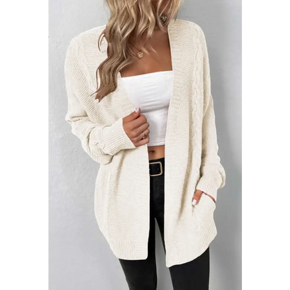 Stay Cozy in Style with a Cable-Knit Open Front Cardigan Clothing Tops Trendsi