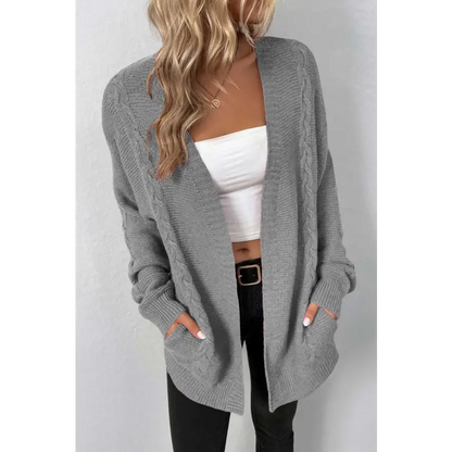 Stay Cozy in Style with a Cable-Knit Open Front Cardigan Clothing Tops Trendsi