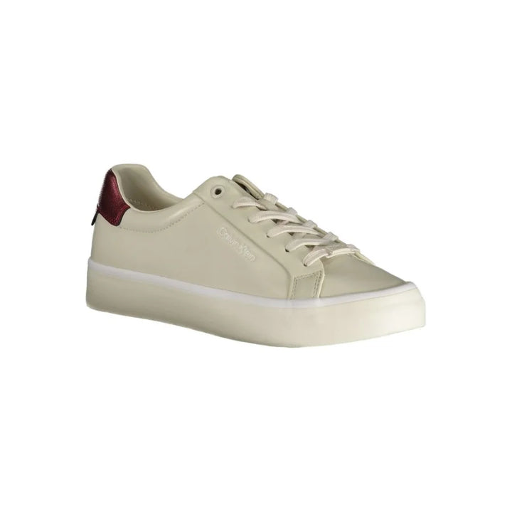 Calvin Klein Beige Leather Women Sneaker