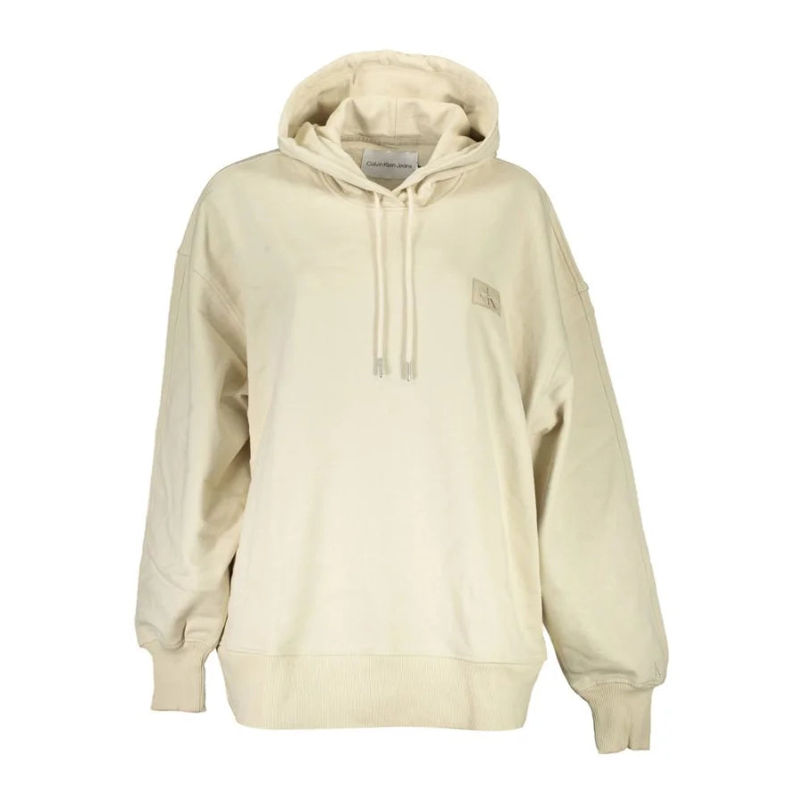 Calvin Klein Beige Recycled Cotton Women Hoodie