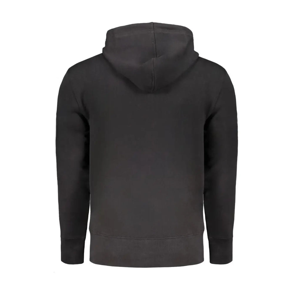 Calvin Klein Black Cotton Men Sweater with Hood and Central Pockets
