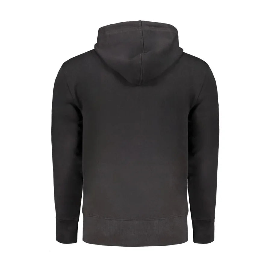 Calvin Klein Black Cotton Men Sweater with Hood and Central Pockets