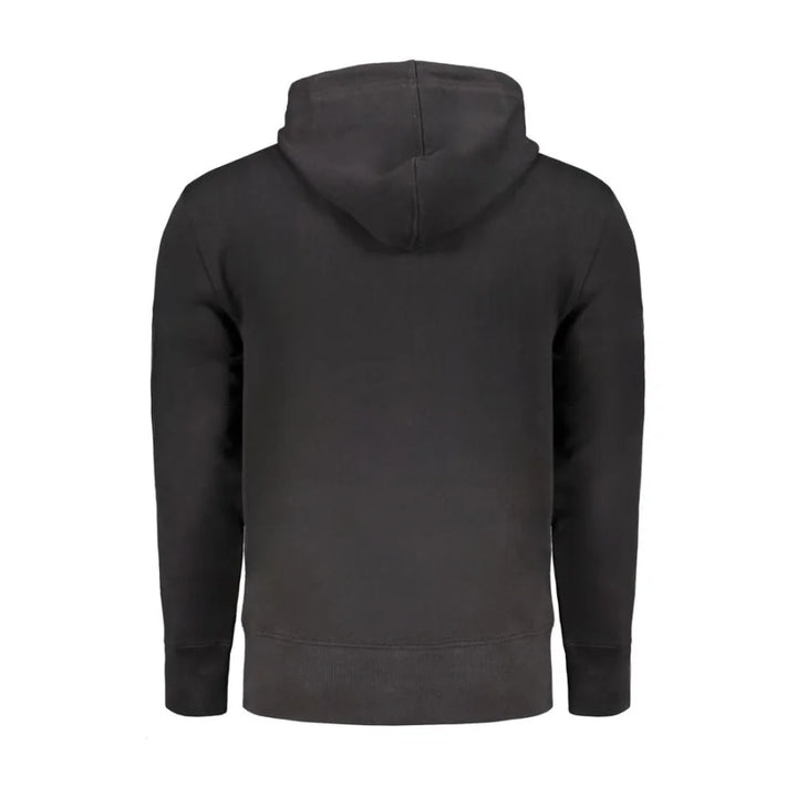 Calvin Klein Black Cotton Men Sweater with Hood and Central Pockets