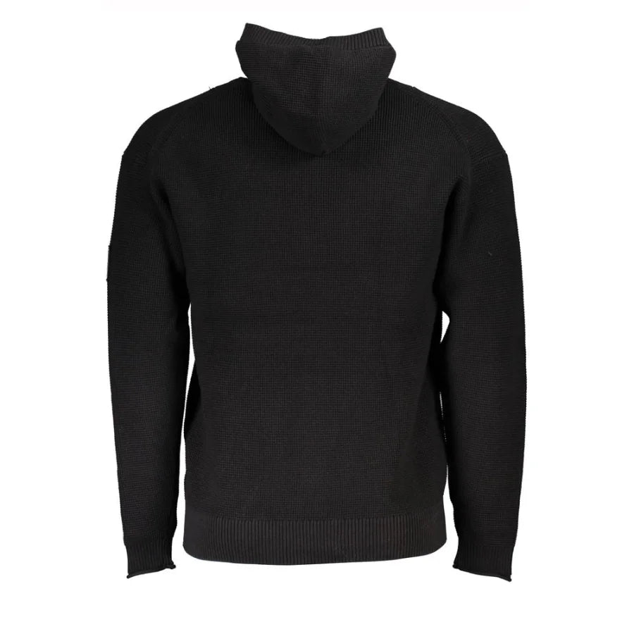 Calvin Klein Black Cotton Men’s Sweater Hooded Half Zip