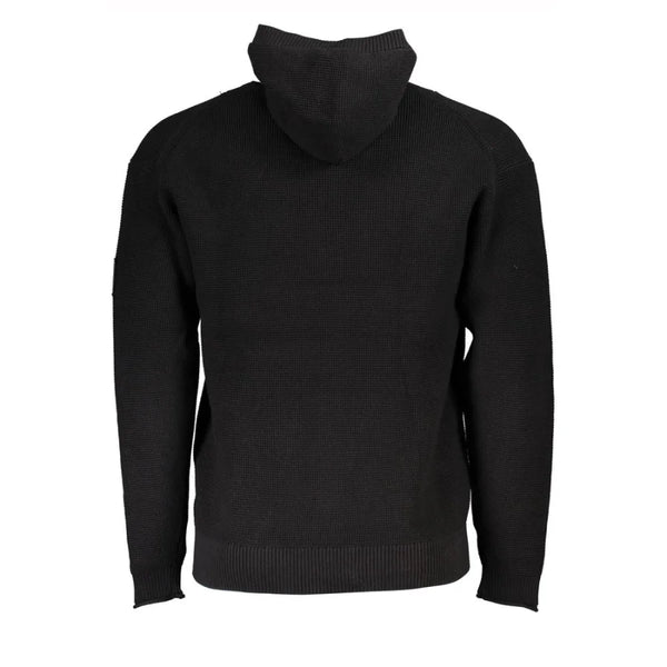 Calvin Klein Black Cotton Men’s Sweater Hooded Half Zip