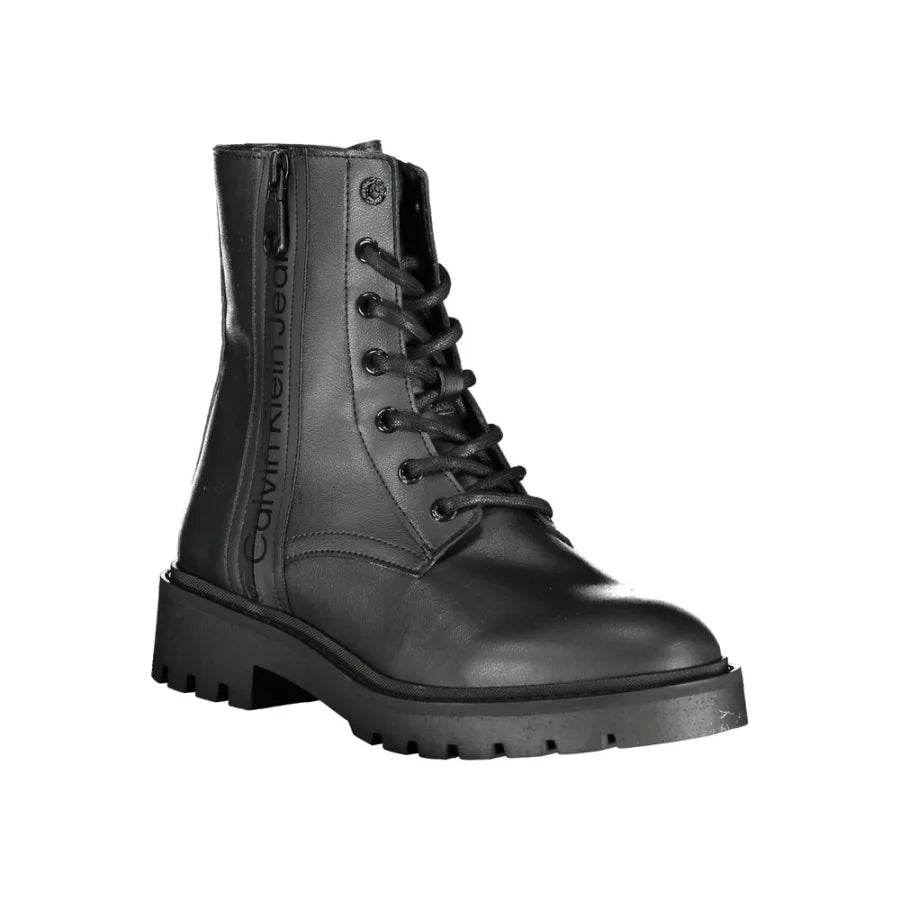 Calvin Klein Black Polyurethane Women Ankle Boot