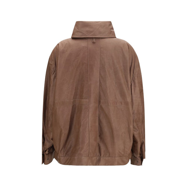 Calvin Klein Coats & Jackets - Brown Lamb Ovis Aries Leather Jacket