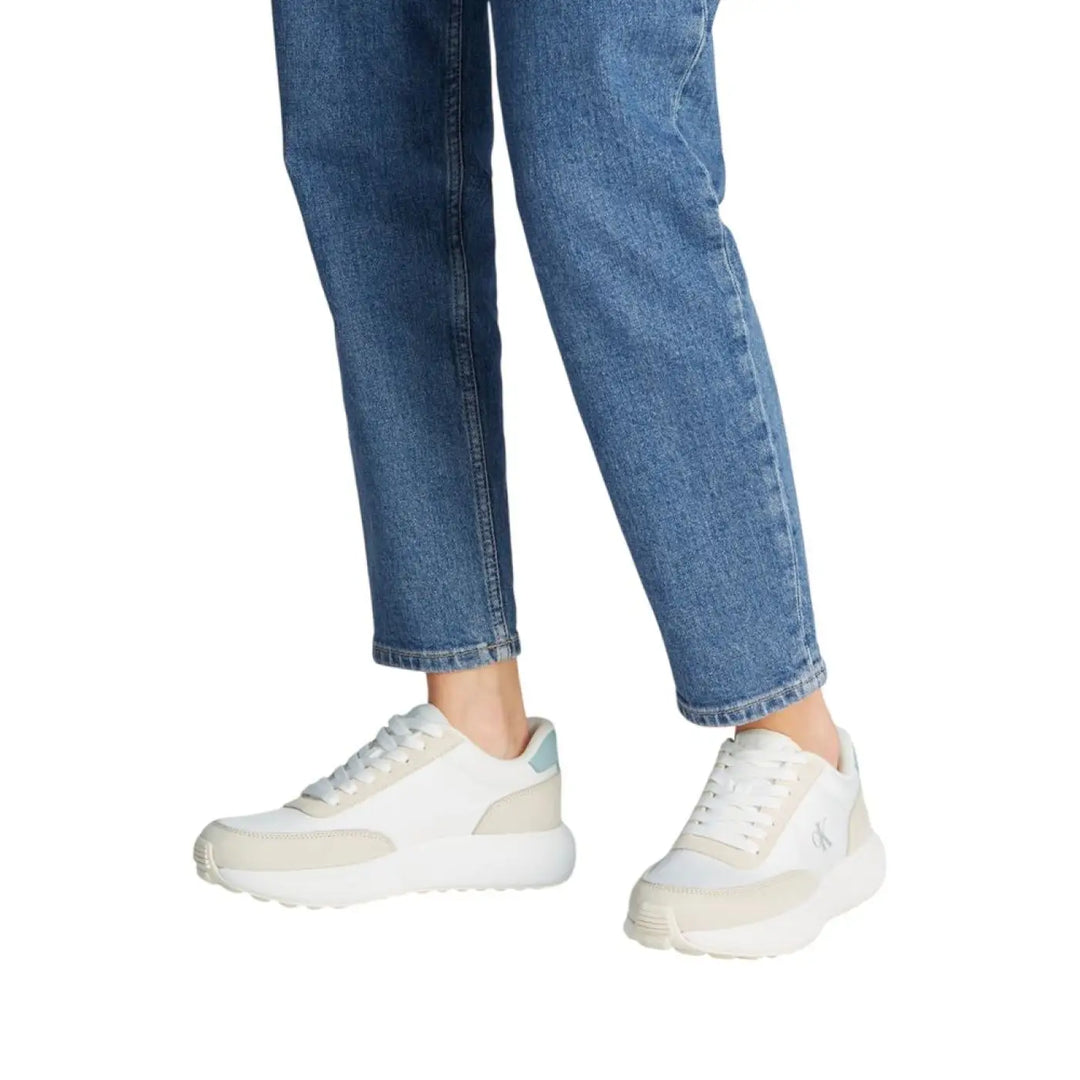 Calvin Klein Jeans Beige Leather Athletic Sneakers